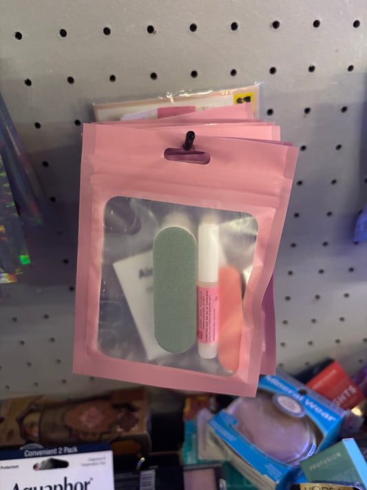 Nail Care Pack: Nail Glue, File, Alcohol Pad, and Glue Stickies for False Nails