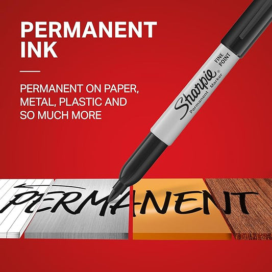 Sharpie Fine Tip Permanent Marker Bulk Set – Black for Plastic, Metal, Wood & More